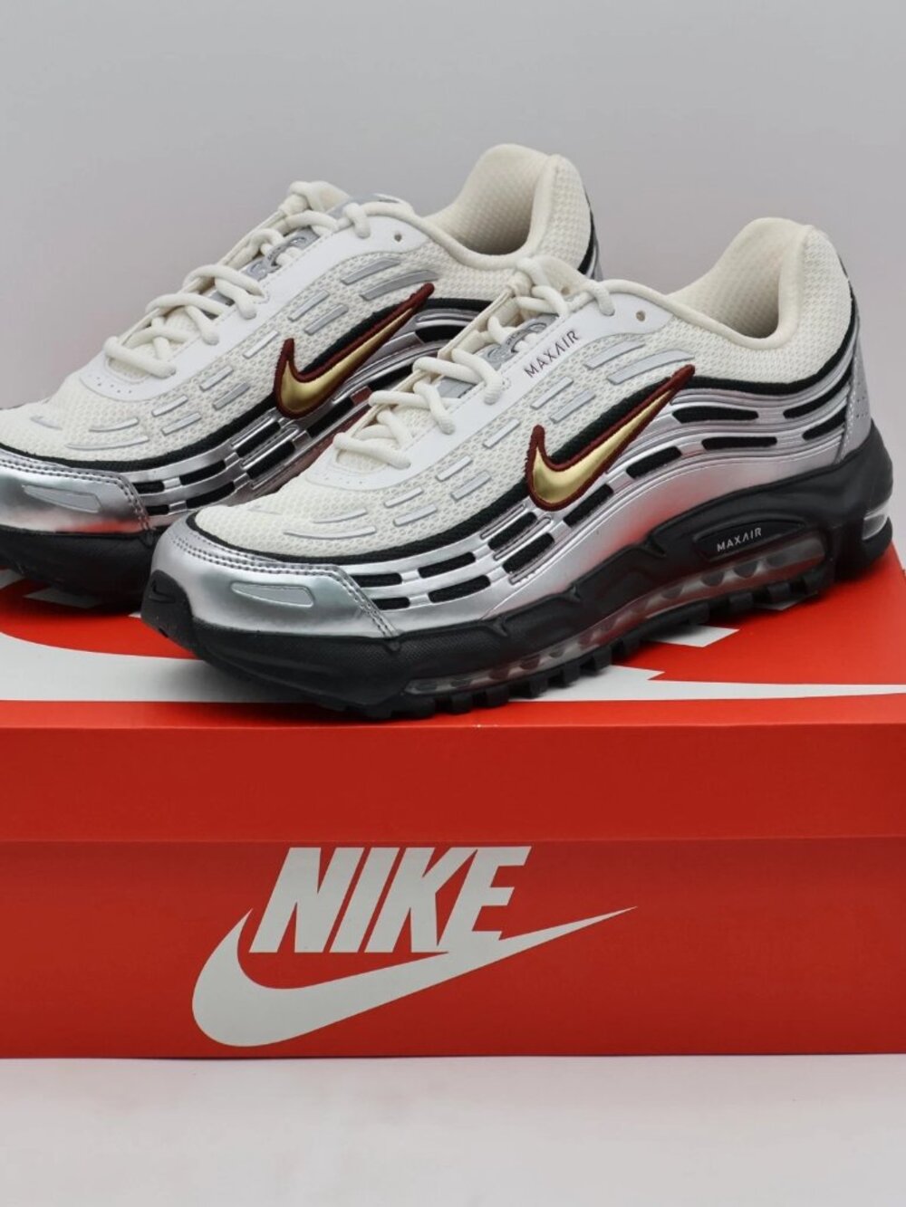 Men's Nike Air Max TL 2.5 Shoes - Phantom Metallic Silver Dark Red IM6647-030